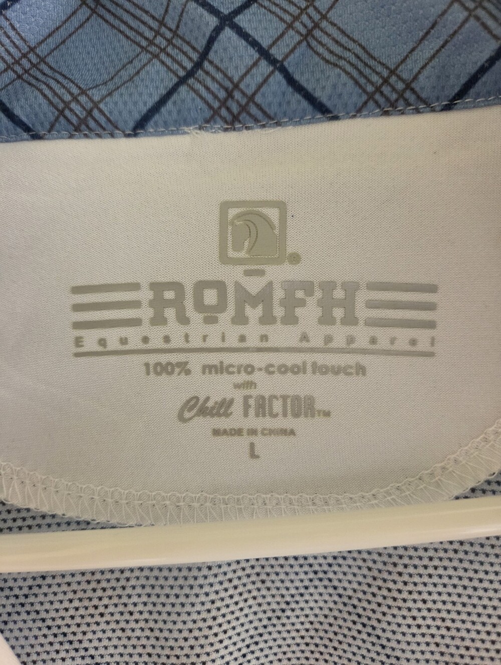 Romfh Schuyler Plaid Long Sleeve Show Shirt Blue White Women's Size Large - Picture 2 of 14